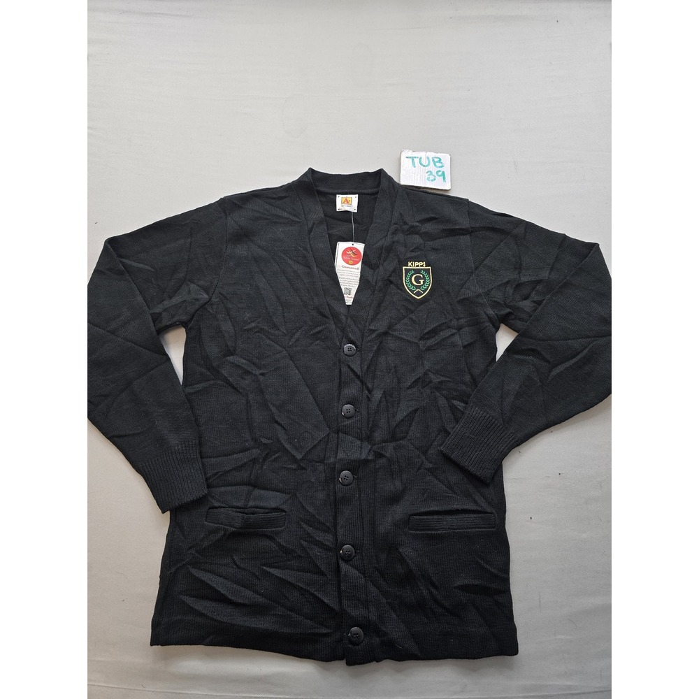 A+ School Apparel KIPP Academy Cardigan Sweater Black Button Front Size S NWT